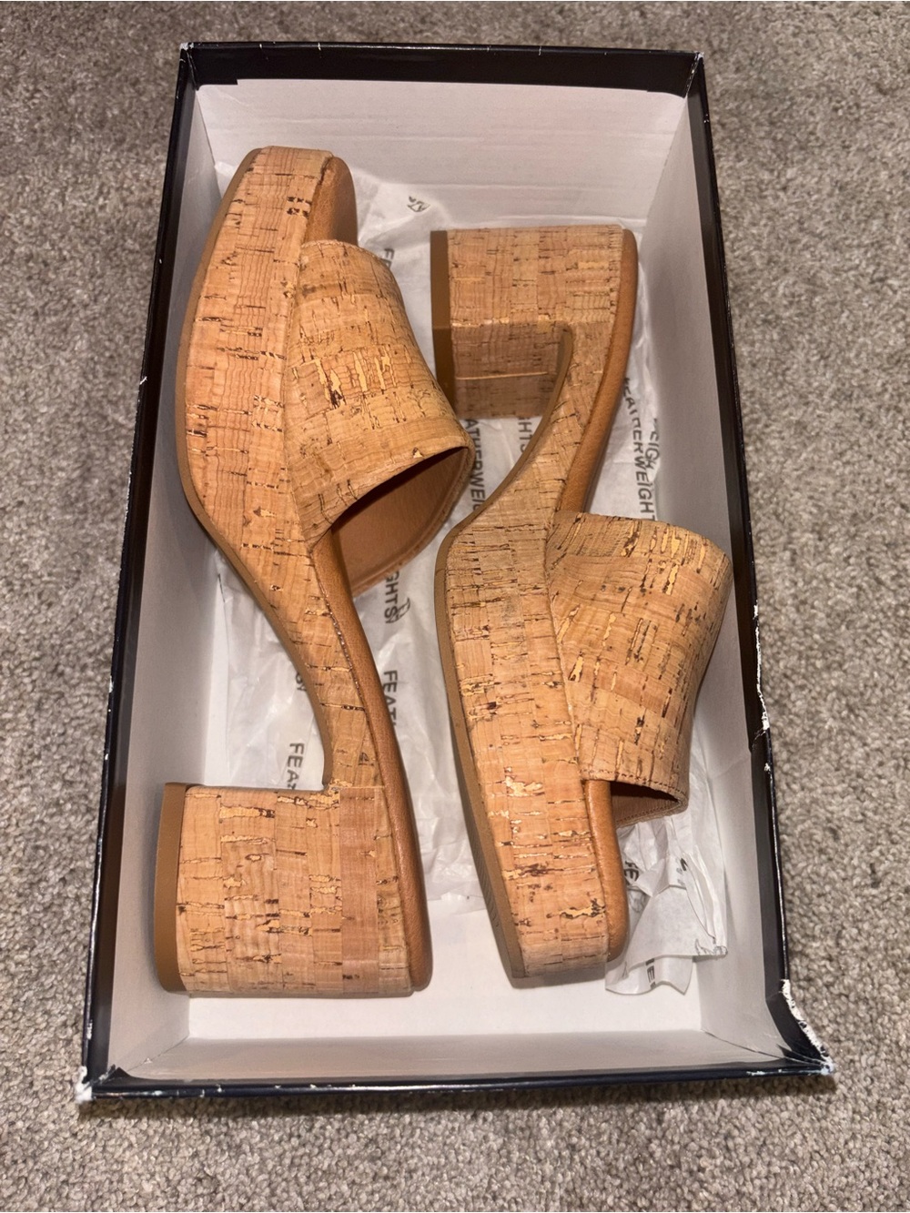 NWT! Andre Assous Cork Slide Block Heel Mules - Size 9